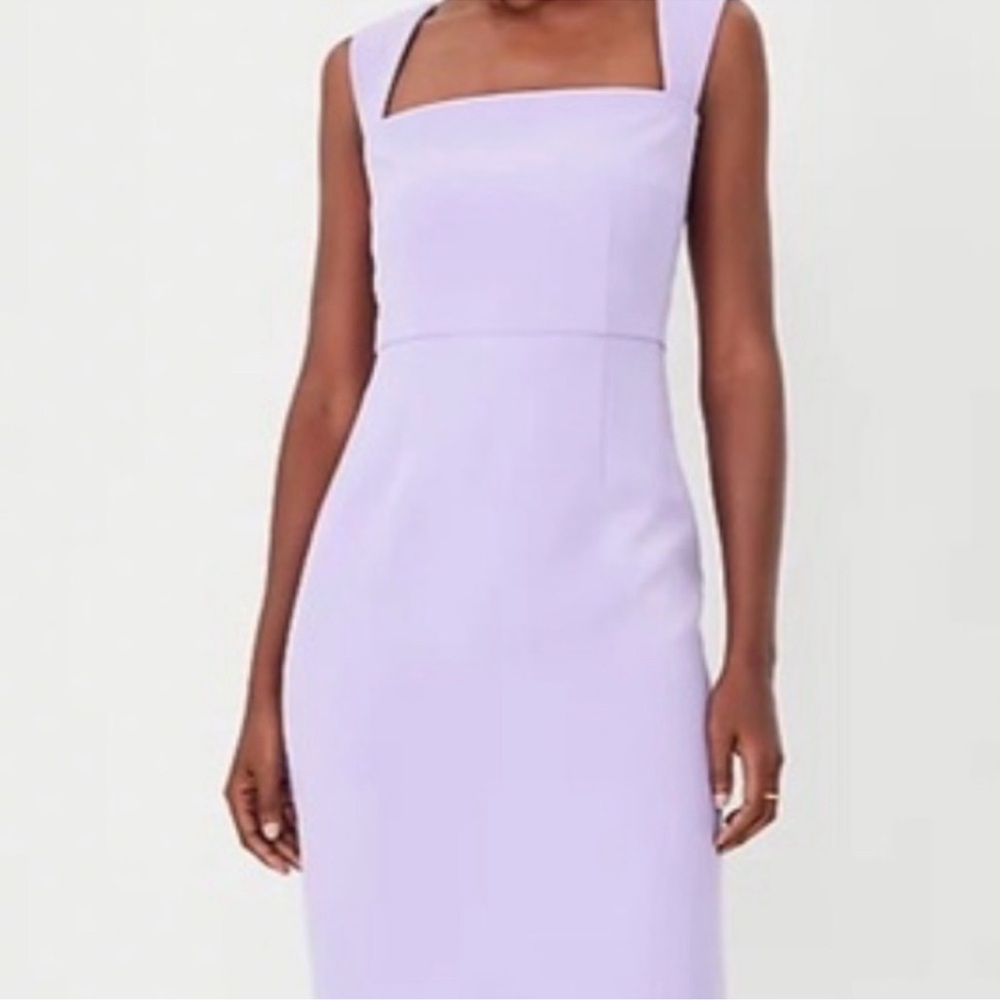 Ann Taylor Lavender Square-Neck Sheath Dress - Picture 4 of 10